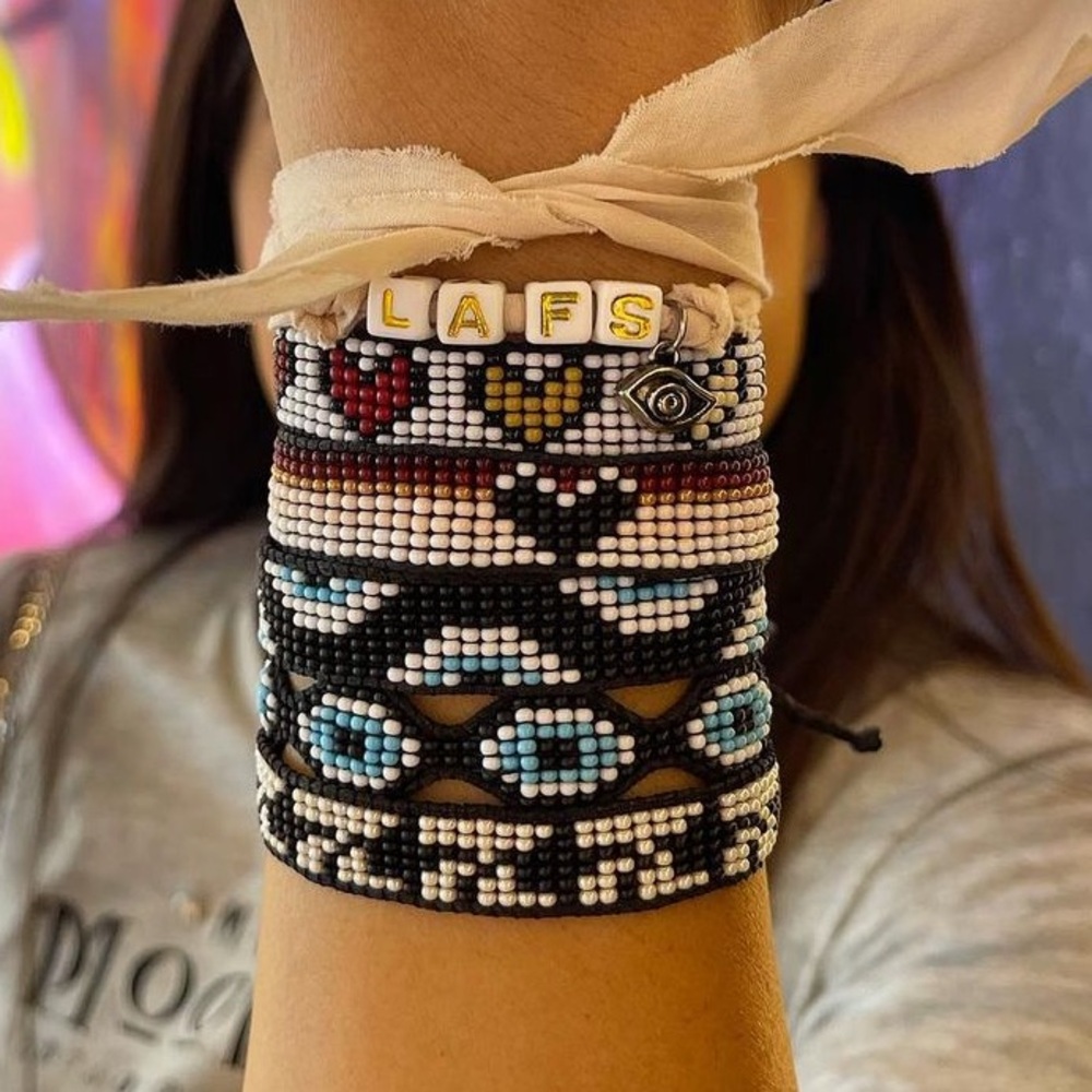 AYOUNIK Beaded Love and Zig Zag Bracelets (Set of Two)